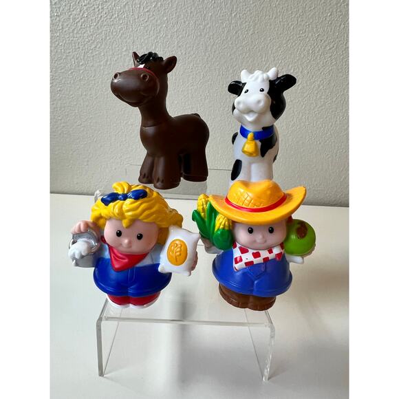 Fisher-Price Little People Farmers Set of 4 Girl Boy Brown Horse Cow Toy - Picture 1 of 15